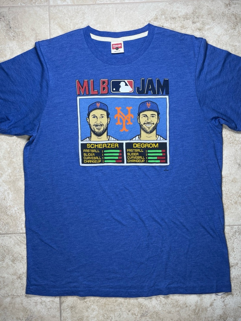 HOMAGE Royal Blue MLB Jam Mets Graphic Tee